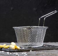 Корзинка для подачи 19,5х8х12 см Квадро мелкая сетка серебристая