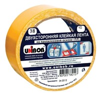 Лента клейкая двухсторонняя 38 мм х 10 м ПОЛИПРОПИЛЕНОВАЯ ОСНОВА, UNIBOB