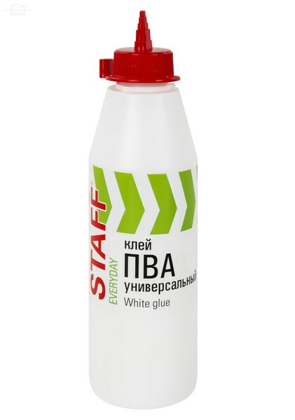 Клей ПВА универсальный 0,5 кг (бумага, картон, дерево)STAFF Клей ПВА универсальный 0,5 кг (бумага, картон, дерево)STAFF
