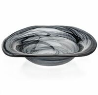 Тарелка глубокая d 21 см h 5 см, стекло декор черно-белый, Helix