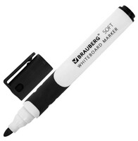 Маркер стираемый для белой доски ЧЕРНЫЙ, BRAUBERG "SOFT", 5 мм, резиновая вставка
