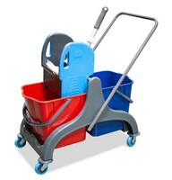 Тележка для уборки с двумя ведрами по 25 л, отжимом , каркас пластик (отжим IT-0491)