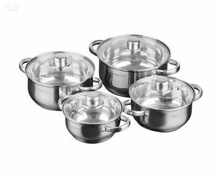 Набор кастрюль 8 пр. 1,6л+2,2л+3,2л+4,2л нерж.сталь со стеклянной крышкой Грета Катунь Набор кастрюль 8 пр. 1,6л+2,2л+3,2л+4,2л нерж.сталь со стеклянной крышкой Грета Катунь