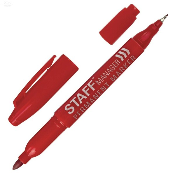 Маркер перманентный двусторонний STAFF "Manager" PM-625, КРАСНЫЙ, наконечники 0,8 мм/2,2 мм Маркер перманентный двусторонний STAFF "Manager" PM-625, КРАСНЫЙ, наконечники 0,8 мм/2,2 мм