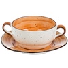 Бульонная чашка 300 мл с ручками, с блюдцем Organic Fusion P.L. Proff Cuisine фарфор коричневый