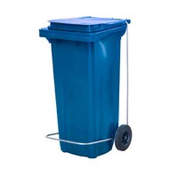 Контейнер для мусора 120 л с крышкой на колесах с педалью синий