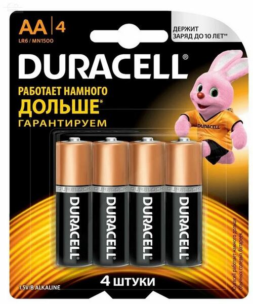 Батарейка Duracell LR6 AA BL4 пальчиковые Батарейка Duracell LR6 AA BL4 пальчиковые