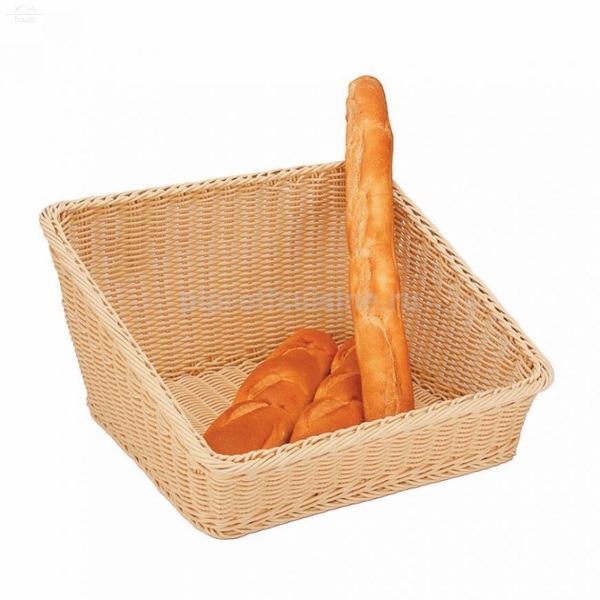 Корзина 40х30 см H 12/20 см со скошенным бортом бежевая полиротанг MGprof Корзина 40х30 см H 12/20 см со скошенным бортом бежевая полиротанг MGprof