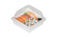 Контейнер  ECO универсальный 114/130x114/130x40/49 мм 550 мл белый ВЫПИСЫВАТЬ с прозрачной крышкой