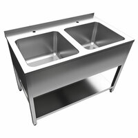 Ванна моечная цельнотянутая 2 секц с бортом АВЦРБ-2-10070-44-П4ПН Astropit 400х400х250    ПН 40х40 полка нержавеющая  разборный с фартуком