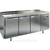 Стол для салатов GN с бортом SL1-111GN (1/3) HICOLD  +2...+10°С   3 двери  нержавеющая сталь