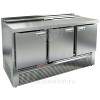 Стол для салатов GN с бортом SLE2-111GN (1/6) HICOLD  +2...+10°С   3 двери  нержавеющая сталь