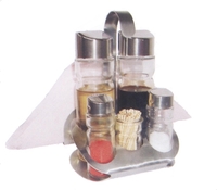 Набор для специй 5 предметов (масло, уксус, соль, перец, зубочистки) + салфетница  Спайс   стекло, н