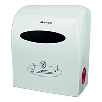 Диспенсер для рулонов полотенец с автомат. обрезанием бумаги AC1-19 KSITEX пластик белый