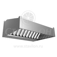 Зонт вытяжной пристенный ЗВТ-П 2000/1000/400 ТНН закрытый НЕ ПРОДАВАТЬ  скошенный  нержавеющая сталь