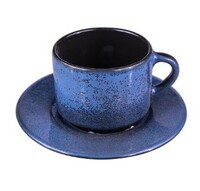 Чайная пара 200 мл Млечный путь голуб,черный  Борисовская керамика 3141354