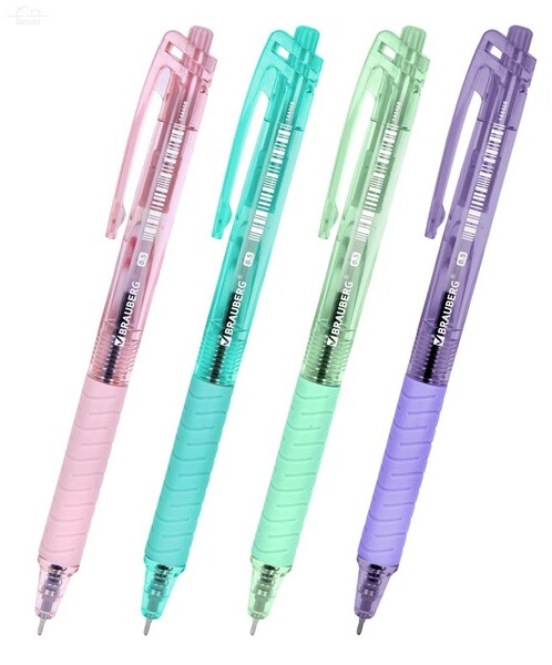 Ручка шариковая автоматическая с грипом BRAUBERG "CLASSIC PASTEL", СИНЯЯ, корпус ассорти, пишущий узел 0,5 мм, линия письма 0,35 мм Ручка шариковая автоматическая с грипом BRAUBERG "CLASSIC PASTEL", СИНЯЯ, корпус ассорти, пишущий узел 0,5 мм, линия письма 0,35 мм