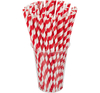 Трубочки для коктейля без гофры 19,7 см х 6 мм 150 шт/уп  белый, красный БУМАЖНАЯ