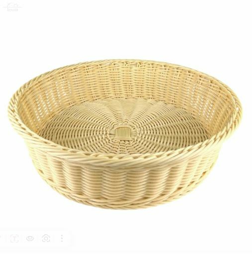 Корзина для хлеба круглая d35 см. h10 см. бежевая полиротанг MGprof Корзина для хлеба круглая d35 см. h10 см. бежевая полиротанг MGprof