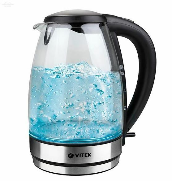 Чайник электрический 1.7л 2200вт стекло диск подсветка фильтр черный Vitek Чайник электрический 1.7л 2200вт стекло диск подсветка фильтр черный Vitek