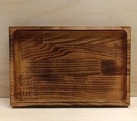 Поднос для подачи 297х195х20 мм   бук с обжигом с логотипом "Шеф"