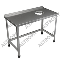 Стол для сбора отходов  с бортом  нерж сталь  отв 250 справа    900х600х870