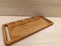 Рюмочница 410х190х20мм  с 5 углублениями D50 мм, под закуску 320*110х5мм с ручками, бук