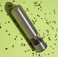 Мельница для перца и соли 22 см электрическая серебристая пластик  LuazON LET-002