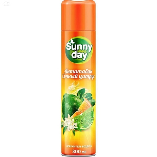 Освежитель воздуха 300 мл Sunny day Антитабак сочный цитрус Освежитель воздуха 300 мл Sunny day Антитабак сочный цитрус