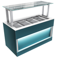 Салат-бар Тепловой АСБТ-С2Н-О41 Astropit 4 GN 1/1 Сура  полка по центру, LED подсветка  двойной фасад с подсветкой ниши, белый камень