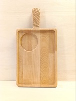 Доска для подачи 380/280х200х20мм с углублением и соусником 90мм,  ручкой винтом  бук