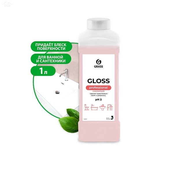 Средство чистящее для сантехники 1 л Gloss Сoncentrate Professional Средство чистящее для сантехники 1 л Gloss Сoncentrate Professional