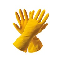 Перчатки латексные размер L с х/б напылением 12 пар/упак  желтые