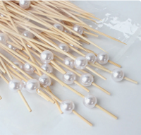 Пика деревянная H90 мм Жемчуг белый 100 шт/уп бамбук