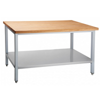 Стол кондитерский  столешница бук  профиль 40х40  полка нерж    1000х650х870