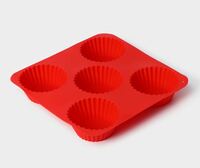 Форма для выпечки 18х18 см  Доляна «Сладости.Круг реб»,  6,5×6,5×3,5 см, 5 ячеек, цвет красный Доляна