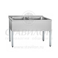 Ванна моечная 2 секц с бортом ВМП-6-2-5 РЧ  Абат цельнотянутая   метал краш  500х500x300