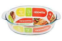 Форма для выпечки 31х22х8,5см/2,8л овал жаропрочное стекло прозрачный  Appetite
